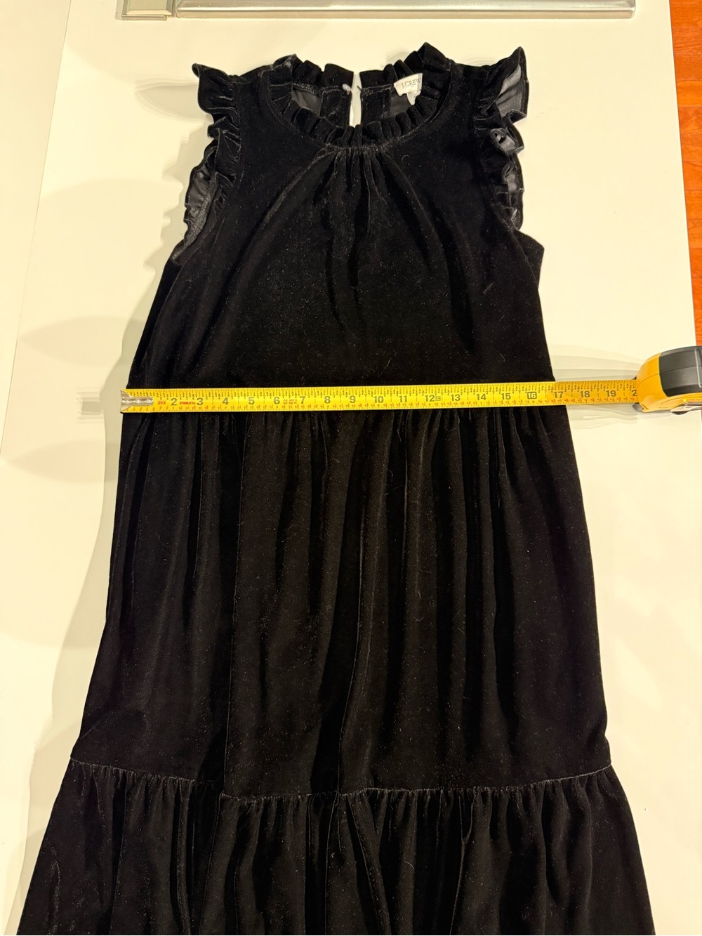 NWOT J. Crew Black Velvet Ruffle Midi Dress - Picture 13 of 14